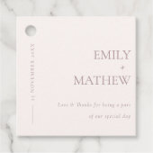 MINIMAL WEBBUSH PINK TYPOGRAPHY WEDD GESCHENKANHÄNGER (Vorderseite)