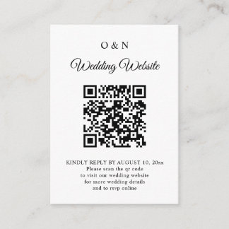Minimal Wedding Black and White QR Code RSVP Begleitkarte