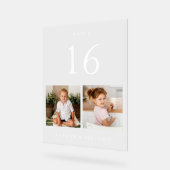 Minimal Wedding Couples Baby Foto Tischnummer Acrylschild (Winkel)