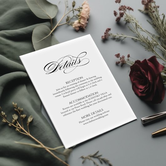 Minimal Wedding Details Abschlusskarte elegant Begleitkarte