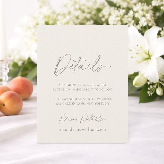 Minimal Wedding Details Card Einladung