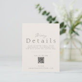 Minimal Wedding Details Card with QR Code Einladung (Stehend Vorderseite)