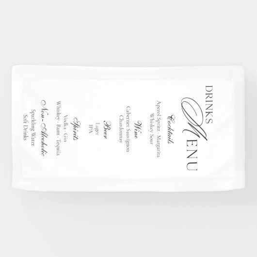 Minimal Wedding Drinks Menu Banner (Horizontal)