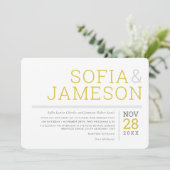 MINIMAL WEDDING einfache moderne Art GrauSenf Einladung (Stehend Vorderseite)