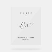 Minimal Wedding Elegante Black Script Tischnummer Acrylschild (Vorderseite)