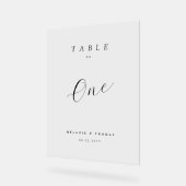 Minimal Wedding Elegante Black Script Tischnummer Acrylschild (Winkel)