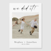 Minimal Wedding Elopement Reception Photo Invite Magnetkarte (Vorderseite)