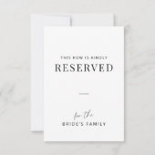 Minimal Wedding Family Reserved Row Tag (Rückseite)