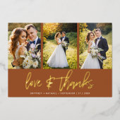 Minimal Wedding Foto Collage Terracotta Vielen Dan Folieneinladung (Vorderseite)