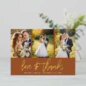 Minimal Wedding Foto Collage Terracotta Vielen Dan Folieneinladung (Stehend vorne)