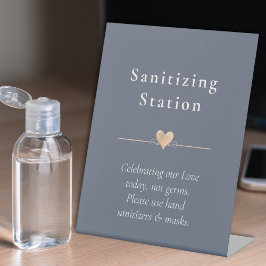 Minimal Wedding Heart Sanitization Station Navy Bl Sockelschild
