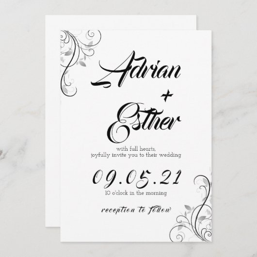 Minimal wedding invitation card einladung (Vorne/Hinten)