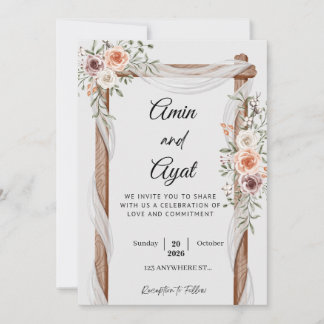  Minimal Wedding Invitation Template | Classic Scr Feiertagskarte