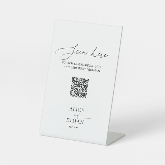 Minimal Wedding Online QR Code Pedestal Sign Sockelschild (Vorderseite)