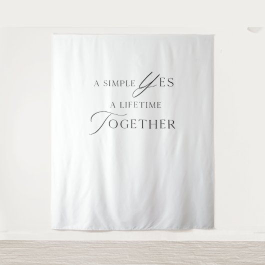 Minimal Wedding Photo Backdrop “A Simple Yes”  Wandteppich (Vorderseite)
