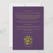 Minimal Wedding Purple & Gold 4-Photos Collage Save The Date (Rückseite)