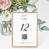 Minimal Wedding QR Code Menu Elegant Black White Tischnummer