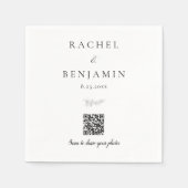 Minimal Wedding QR Code Photo Sharing Elegant Serviette (Vorderseite)