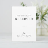 Minimal Wedding Reserved Seating Tag (Stehend Vorderseite)