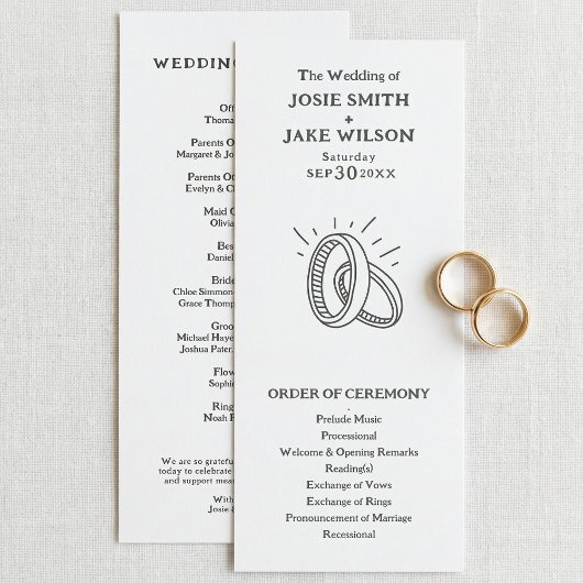 Minimal wedding rings wedding ceremony program programm