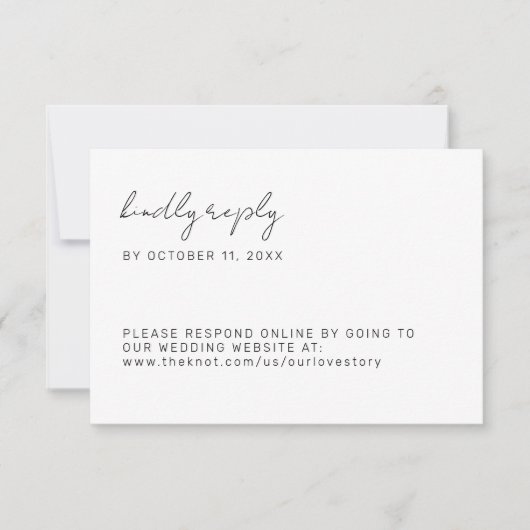 Minimal Wedding Script Einfach mit freundlicher An RSVP Karte (Vorderseite)