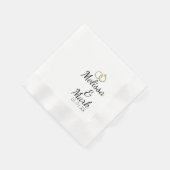 Minimal Wedding Simple Gold Ring White Monogram Serviette (Ecke)