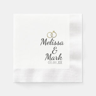 Minimal Wedding Simple Gold Ring White Monogram Serviette