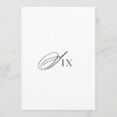 Minimal Wedding Table Number Six Sign Einladung (Vorderseite)