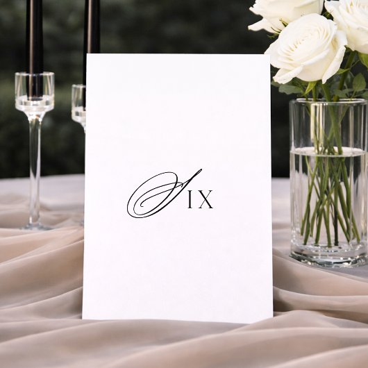 Minimal Wedding Table Number Six Sign Einladung