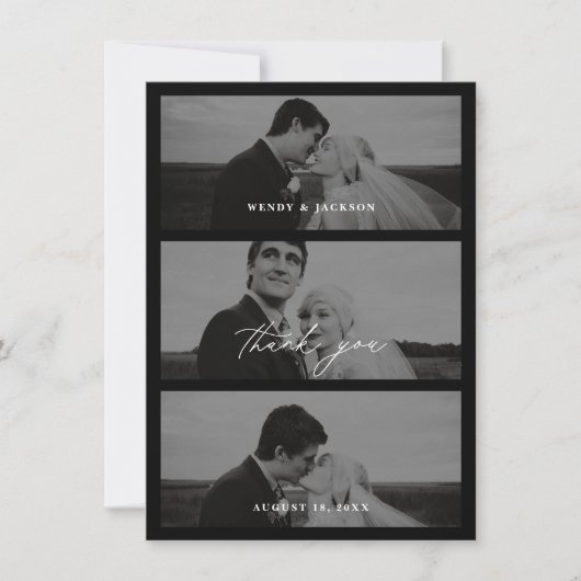 Minimal Wedding Thank You Photo Stack Card  Save The Date (Vorderseite)