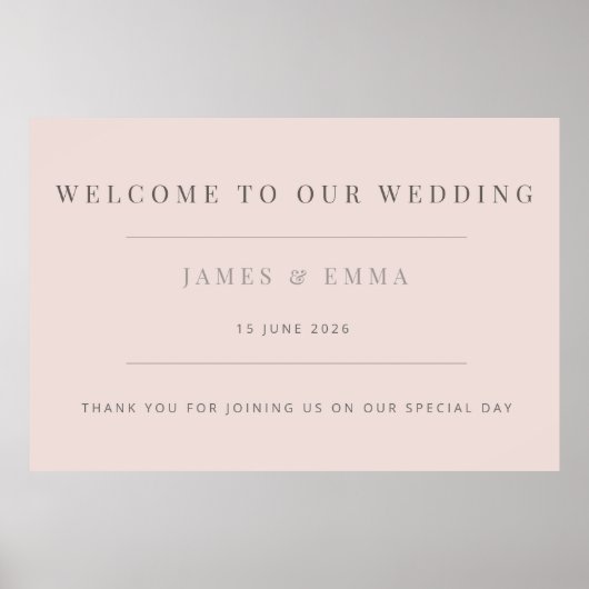 Minimal Wedding Warm Blush Poster (Vorne)