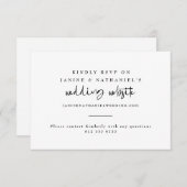 Minimal Wedding Website Calligrafy RSVP Karte (Vorne/Hinten)