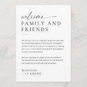 Minimal Wedding Welcome Bag Letter Timeline Card Menükarte (Vorderseite)