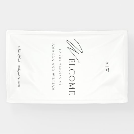 Minimal Wedding Welcome Sign with Script Font Banner (Horizontal)