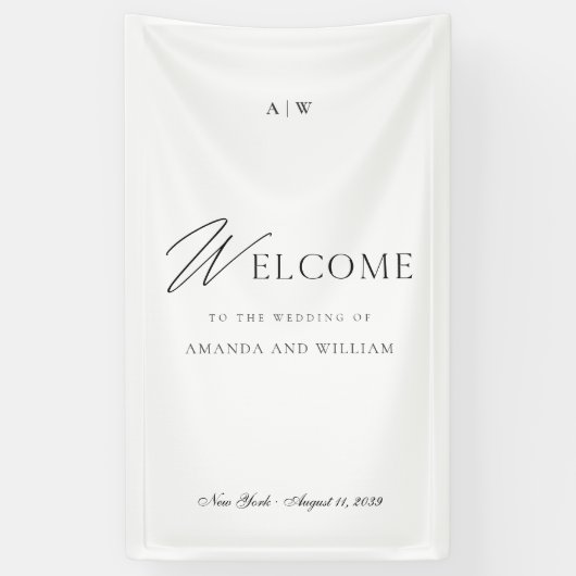 Minimal Wedding Welcome Sign with Script Font Banner (Vertikal)