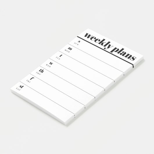 Minimal Weekly Planner Sticky Notes Pad Post-it Klebezettel (angewinkelt)