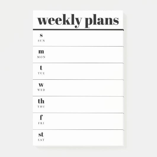 Minimal Weekly Planner Sticky Notes Pad Post-it Klebezettel (Vorderseite)