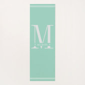 Minimal weiche Aqua & White Monogram Yogamatte (Rückseite)