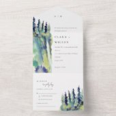 Minimal weiche Pine Tree Landschaft Hochzeit All In One Einladung (Innen Boden)