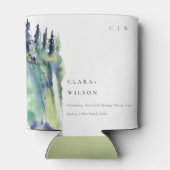 Minimal weiche Pine Tree Landschaft Hochzeit Dosenkühler (Rückseite)