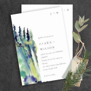 Minimal weiche Pine Tree Landschaft Hochzeit Einladung