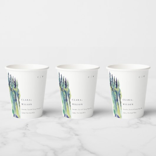 Minimal weiche Pine Tree Landschaft Hochzeit Pappbecher (Multi)