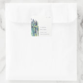 Minimal weiche Pine Tree Landschaft Hochzeit Quadratischer Aufkleber (Tasche)