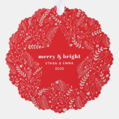 Minimal Weihnachten froh und hell Einfaches Foto Ornament Karte (Rückseite)