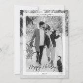 Minimal Weihnachten Schwarz-weiß Einfaches Foto Mo (Vorderseite)