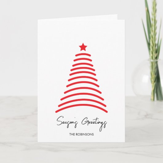 Minimal Weihnachtsbaum Red Star Einfach Feiertagskarte (Vorderseite)