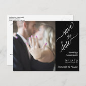 Minimal Weiß auf Schwarze Hochzeit Speichern Sie d Postkarte (Vorne/Hinten)