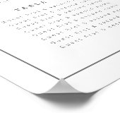 Minimal weiß graue Hochzeit 16 Tafelsitzkarten Poster (Ecke)