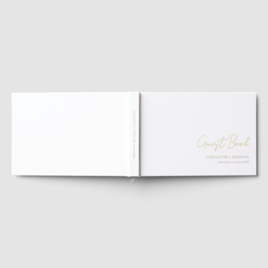 Minimal, weiß, Handschrift, Foil, Hochzeit Gästebuch (Voll)