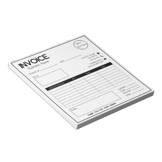 Minimal weiß mit Logo einfache Geschäftsrechnung Notizblock (angewinkelt)